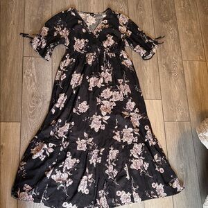 Torrid Black and Pink Floral Maxi Dress